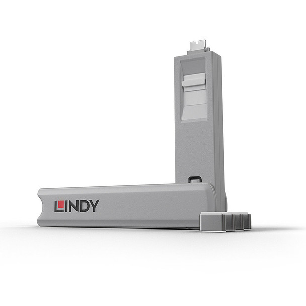 Lindy USB C Port Blocker 4 Pack + Key White