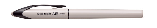 Uni-ball Air Micro pen in greige pastel barrel with black clip, capped view Uni-ball Air Micro pen in greige pastel barrel with black clip, capped view