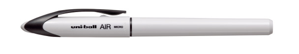 Uni-ball Air Micro pen in off-white pastel barrel with black clip, capped view Uni-ball Air Micro pen in off-white pastel barrel with black clip, capped view