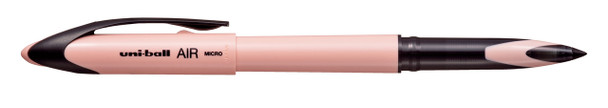 Uni-ball Air Micro pen in sandstone pastel barrel with black clip, uncapped to reveal writing tip Uni-ball Air Micro pen in sandstone pastel barrel with black clip, uncapped to reveal writing tip