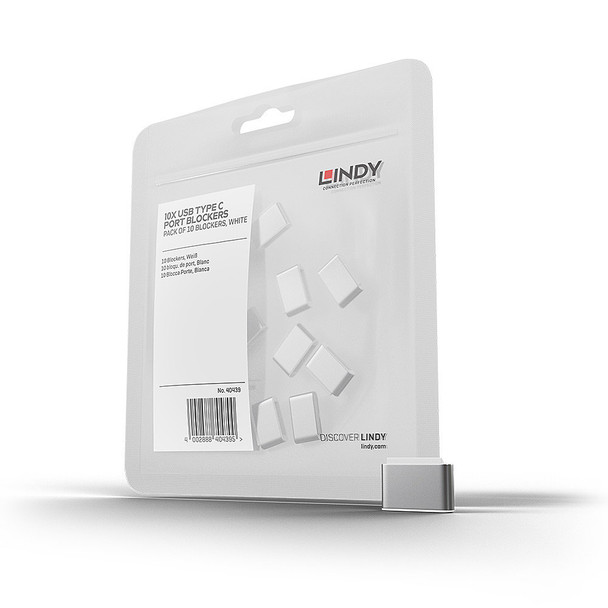 Lindy USB C Port Blocker, 10 Pack, White