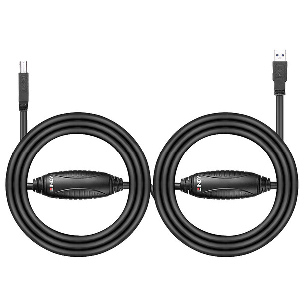 USB Type A Male / Type B Male, Lindy 10m USB 3.0 Active Cable