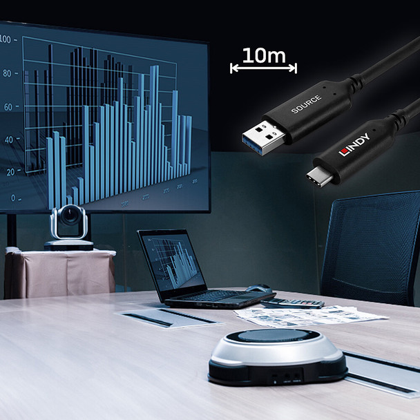 USB 3.2 Gen 1 Type A to C Hybrid Lindy 10m Cable