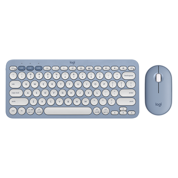 Logitech K380S Pebble 2 Wireless Keyboard and Mouse Combo Tonal Blue