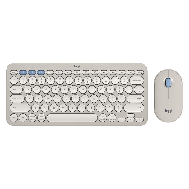 Logitech K380S Pebble 2 Wireless Keyboard and Mouse Combo Tonal Sand