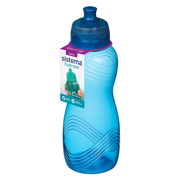 Sistema Assorted Plastic Wave Water Bottle 600ml