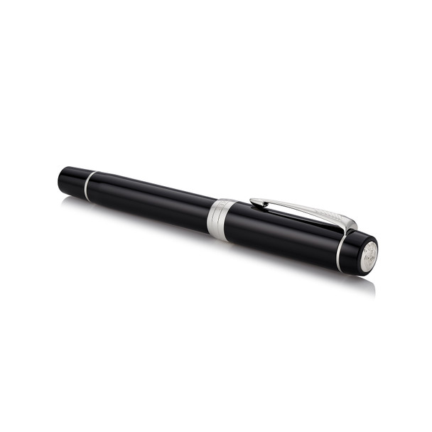 Medium Nib Duofold Classic Black Chrome Trim Fountain Pen Parker