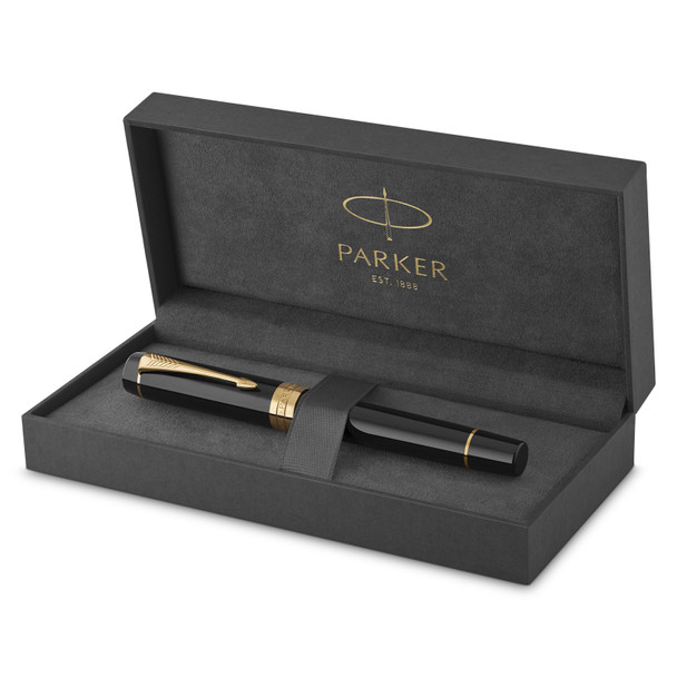 Parker Duofold Classic Black and Gold Trim Fountain Pen Medium Nib
