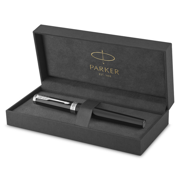 Parker Ingenuity Black Lacquer and Chrome Trim Fine Nib Fountain Pen