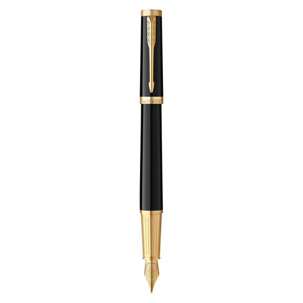 Parker Ingenuity Black Lacquer Gold Trim Fountain Pen Fine Nib