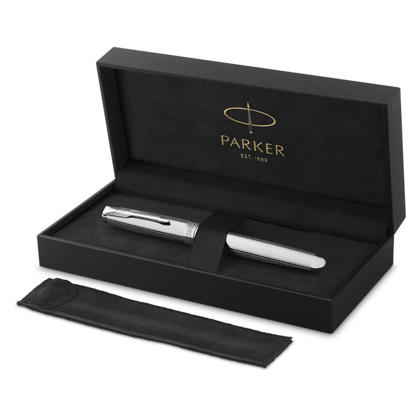 Parker Sonnet Cisele Palladium Chrome Trim Fine Nib Fountain Pen