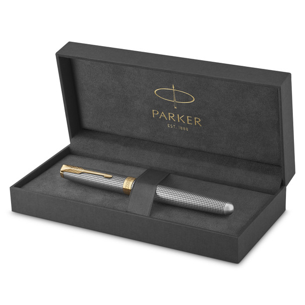 Parker Sonnet Cisele Precious Metal and Gold Trim Fountain Pen Fine Nib