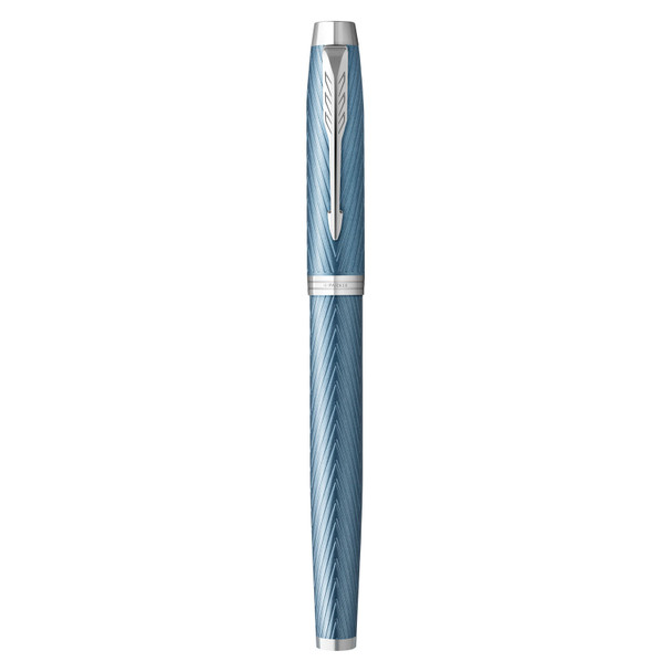 Parker Fountain Pen IM Premium Blue Grey Lacquer and Chrome Trim Fine Nib