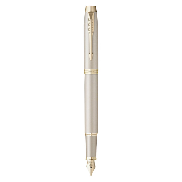 Parker IM Monochrome Fountain Pen Champagne Stainless Steel Medium Nib