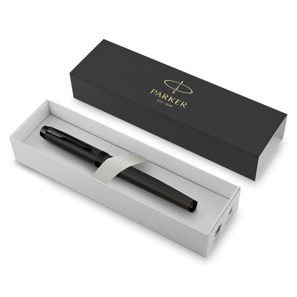 Parker IM Achromatic Matte Black Lacquer Black Trim Medium Nib Fountain Pen