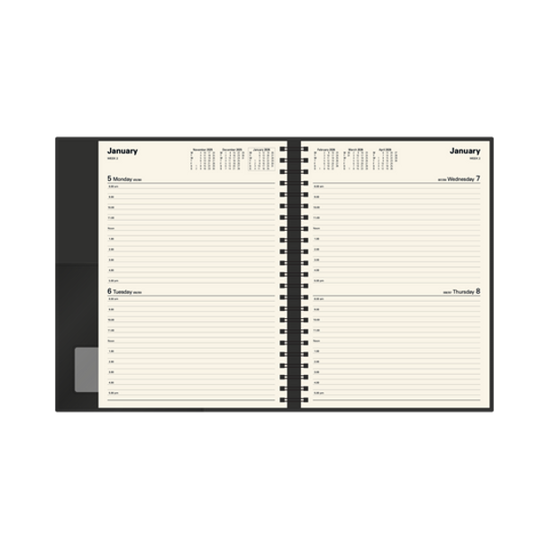 Collins Vanessa Diary 2026 A4 Black 2 Days To A Page Layout