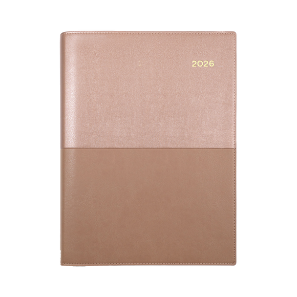 Collins Vanessa Diary 2026 A4 Rose Gold Front Cover View