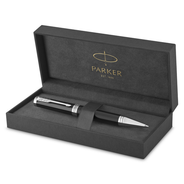 Parker Ingenuity Black Lacquer and Chrome Trim Ballpoint Pen Medium Tip
