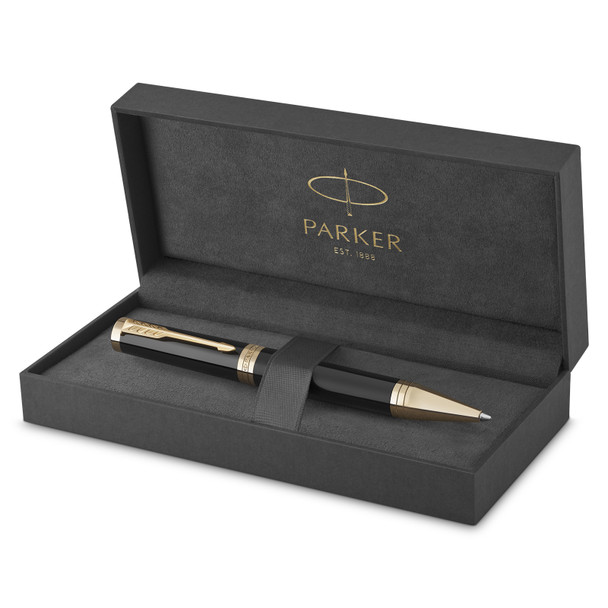 Parker Ingenuity Black Lacquer and Gold Trim Ballpoint Pen Medium Tip