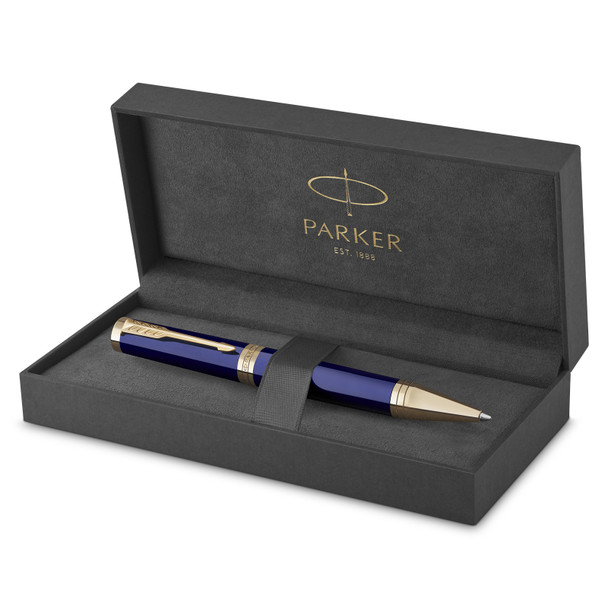 Parker Ingenuity Blue Lacquer and Gold Trim Ballpoint Pen Medium Tip