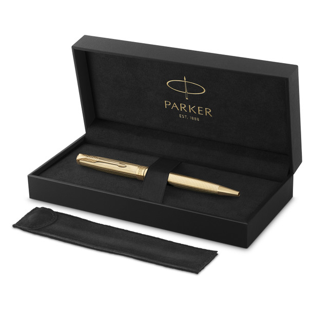 Parker Sonnet Cisele Golden Gold Trim Ballpoint Pen Medium Tip