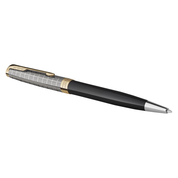 Parker Ballpoint Pen Sonnet Premium Metal Black Lacquer and Gold Trim Medium Tip