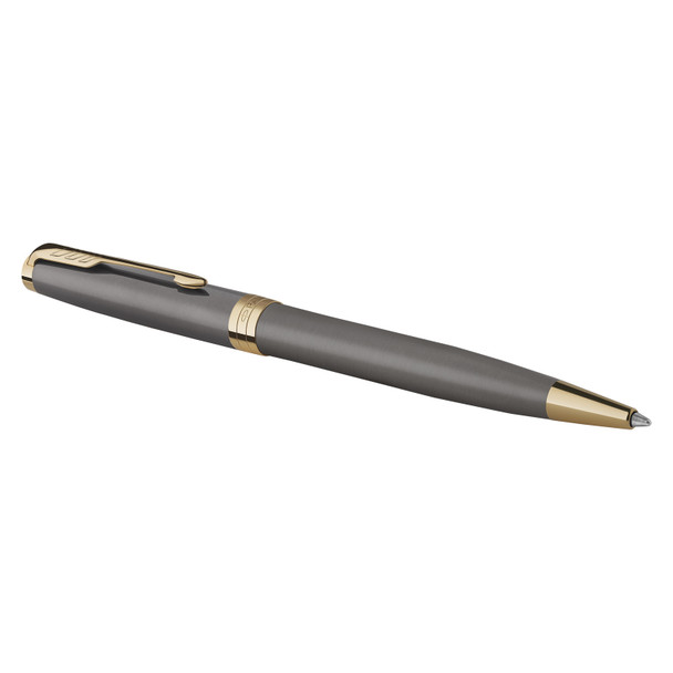 Parker Ballpoint Pen Sonnet Grey Lacquer and Gold Trim Medium Tip