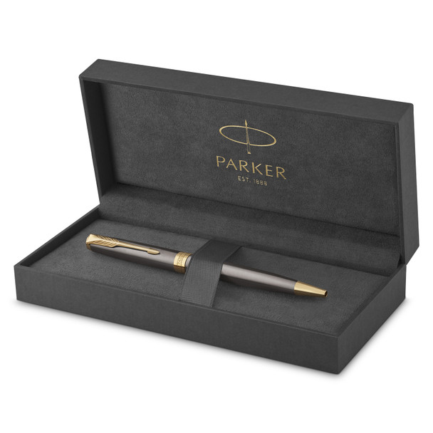 Parker Sonnet Grey Lacquer and Gold Trim Ballpoint Pen Medium Tip