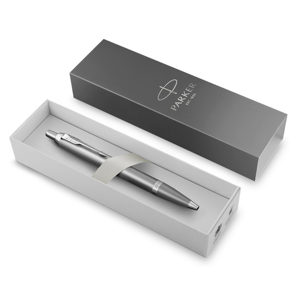 Parker Medium Tip IM Writing Rituals Grey Finish with Gradient Chrome Trim Ballpoint Pen Parker Medium Tip IM Writing Rituals Grey Finish with Gradient Chrome Trim Ballpoint Pen