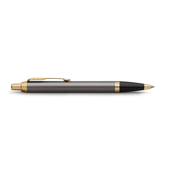 Grey Lacquer Gold Finish Trim Ballpoint Pen Parker Medium Tip IM