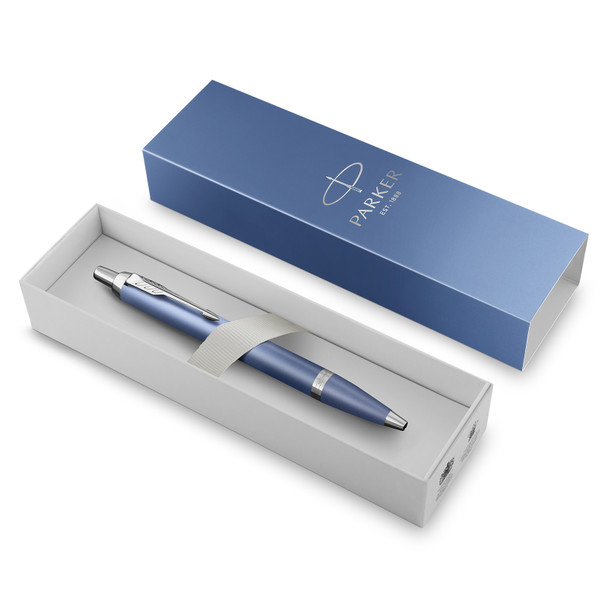 Parker IM Writing Rituals Blue Lacquer and Chrome Trim Ballpoint Pen Medium Tip