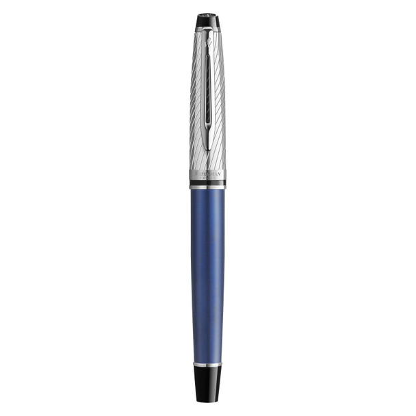 Expert Deluxe Metal and Blue Lacquer Palladium Trim Fountain Pen Medium Nib Waterman