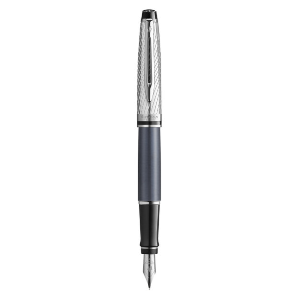 Waterman Expert Deluxe Metal and Stone Grey Lacquer Palladium Trim Fountain Pen Medium Nib