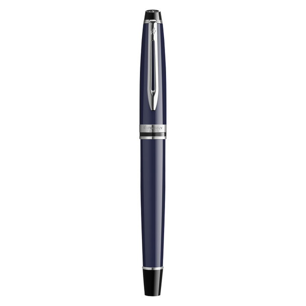 Expert Blue Lacquer Chrome Trim Fountain Pen Medium Nib Waterman