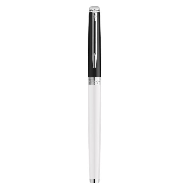 Hemisphere Black and White Lacquer Palladium Trim Fountain Pen Medium Nib Waterman