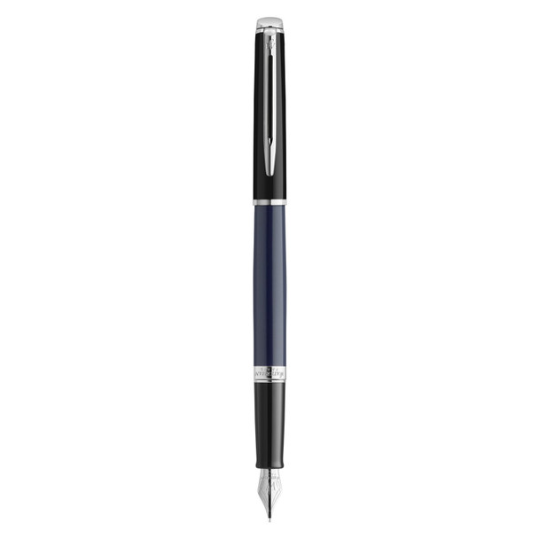 Waterman Hemisphere Black and Blue Lacquer Palladium Trim Fountain Pen Medium Nib