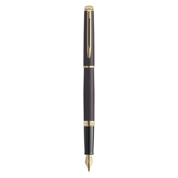 Waterman Hemisphere Metallic Black Gold Trim Fountain Pen Medium Nib