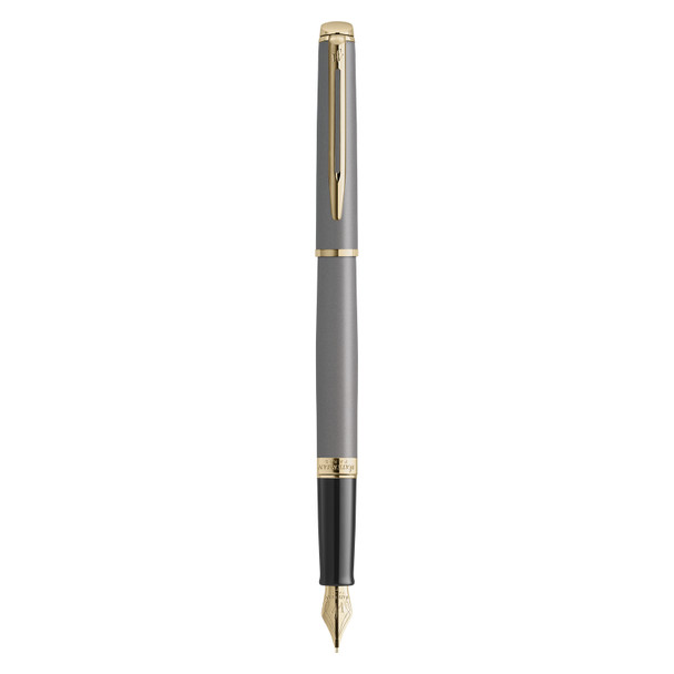 Waterman Hemisphere Metallic Grey Gold Trim Fountain Pen Medium Nib