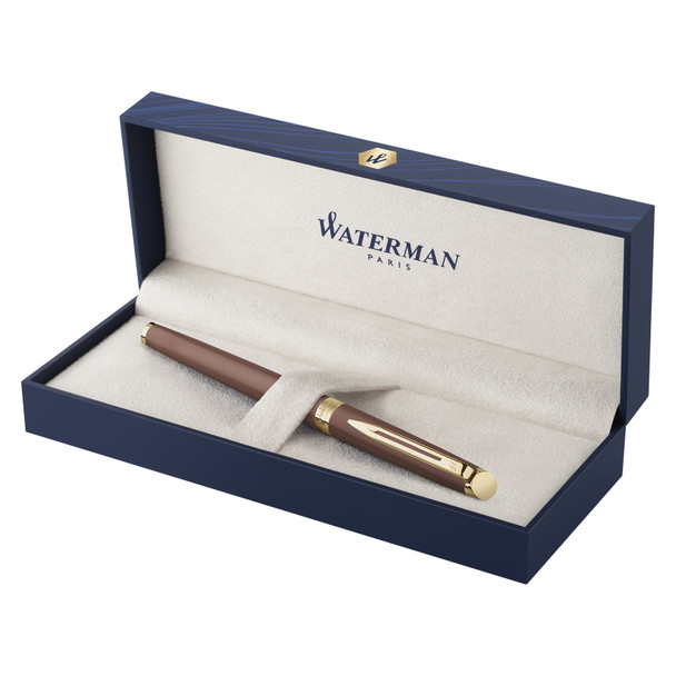 Metallic Copper Gold Trim Fountain Pen Medium Nib Waterman Hemisphere