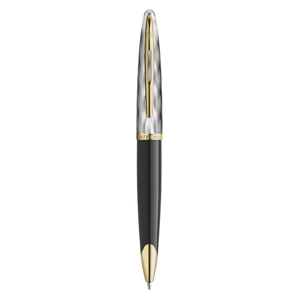 Waterman Carene Metal and Black Lacquer Gold Trim Ballpoint Pen Medium Tip