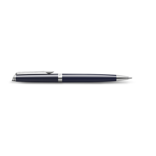 Blue Lacquer Chrome Trim Ballpoint Pen Waterman Hemisphere Medium Tip