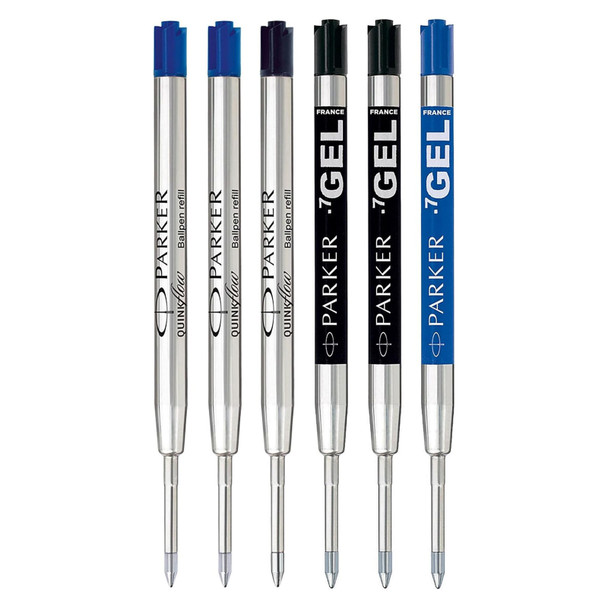 Parker Gel Refill Jotter Black Ballpoint and Blue Pack of 6