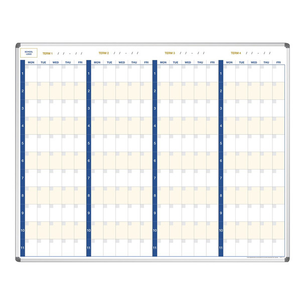 Visionchart School Logo Whiteboard Planner 4 Term with Dates Magnetic Standard Frame 1500 x 1200mm Visionchart School Logo Whiteboard Planner 4 Term with Dates Magnetic Standard Frame 1500 x 1200mm