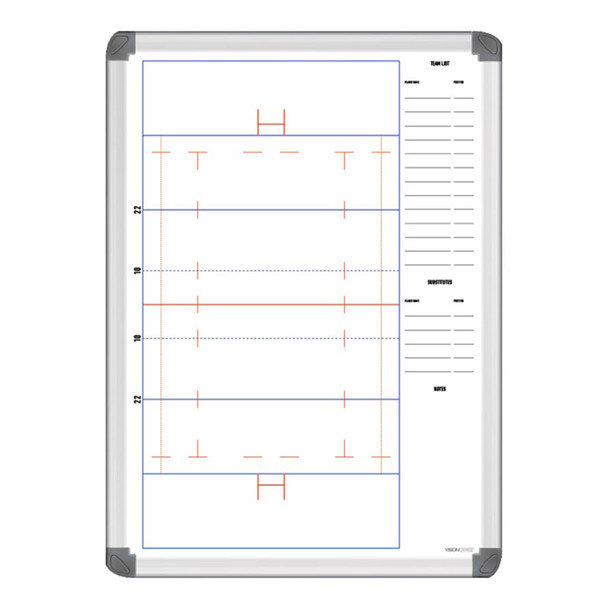 Visionchart Sports Team Logo Coaches Tactical Whiteboard 600 x 400mm Rugby Union