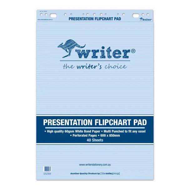 Writer Presentation Flipchart Pad 60gsm 40 Sheet 850 x 600mm Pack of 2 Writer Presentation Flipchart Pad 60gsm 40 Sheet 850 x 600mm Pack of 2
