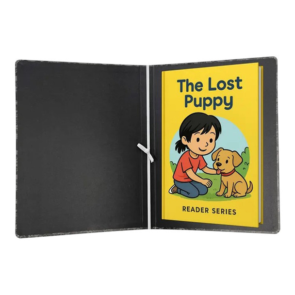 Writer 270 x 190mm Reader Cover Black Mottled Board with White Elastic Tie