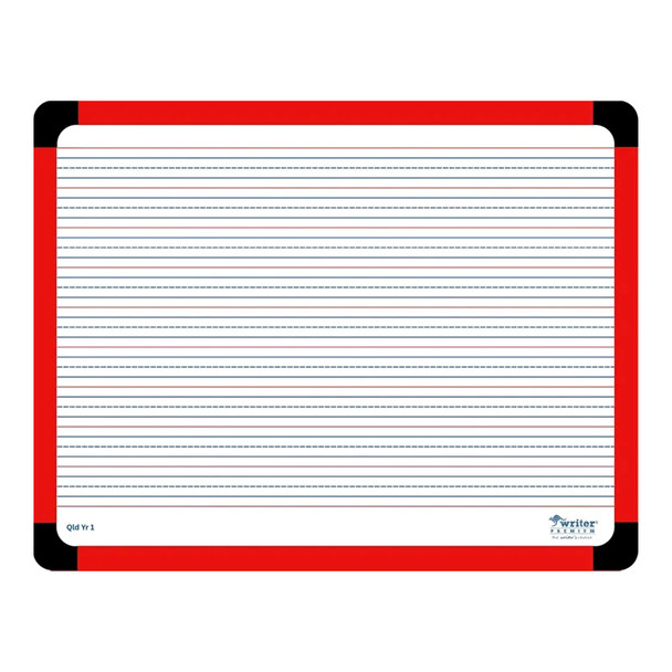 Writer Premium Student Whiteboard 360 x 280mm 24mm QLD Year 1 Ruled Pack of 12