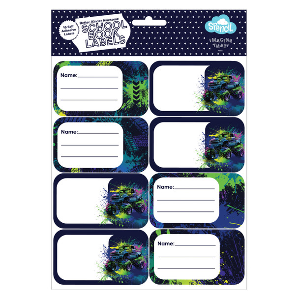 Spencil Mega Wheels Book Labels Pack 16 Box of 6 Spencil Mega Wheels Book Labels Pack 16 Box of 6