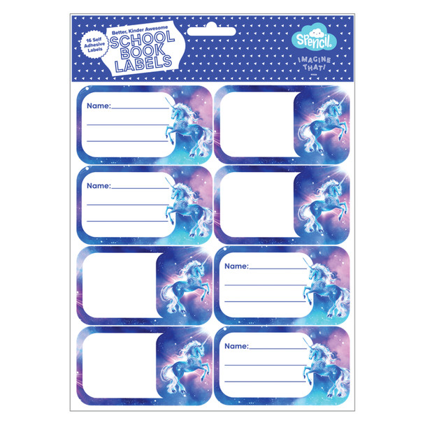 Spencil Moonlit Unicorn Book Labels Pack 16 Box of 6