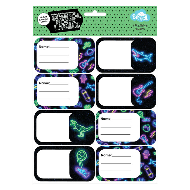 Spencil Neon Life Book Labels Pack 16 Box of 6 Spencil Neon Life Book Labels Pack 16 Box of 6